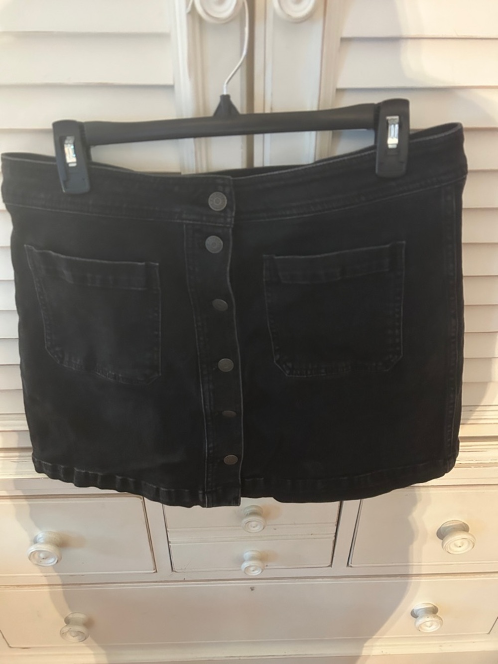 Madewell Black Button-Front Denim Mini Skirt- size 14